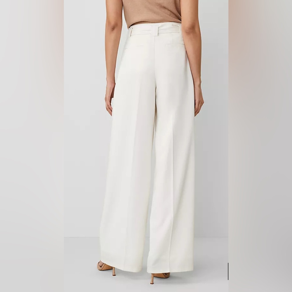 Ann Taylor Belted Wide-Leg Pant in Winter White - Picture 4 of 5